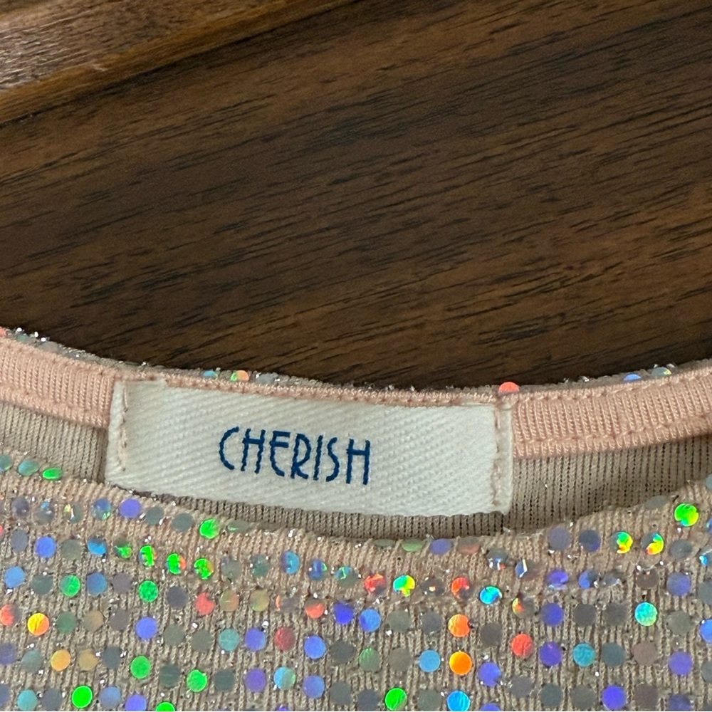 Cherish Holographic Sequin Mesh Top | Iridescent Party Holiday Blouse - Picture 5 of 6
